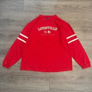Vintage 90s A/S Sports Louisville Cardinals Long Sleeve Shirt S/M Red Ringer